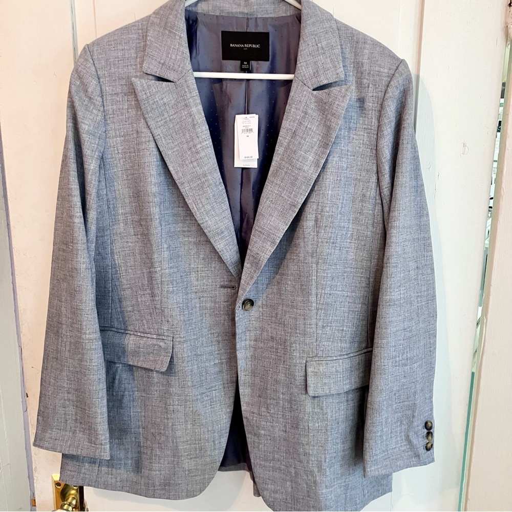 NWT Banana Republic Factory Long and Lean Chambray Blazer Size 16
